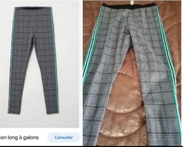 Pantalon à carreaux avec bande latérale 