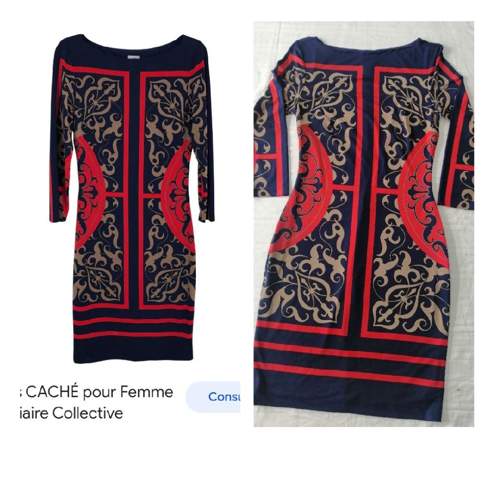 superbe robe moulante à motif géométrique , jamais portée 