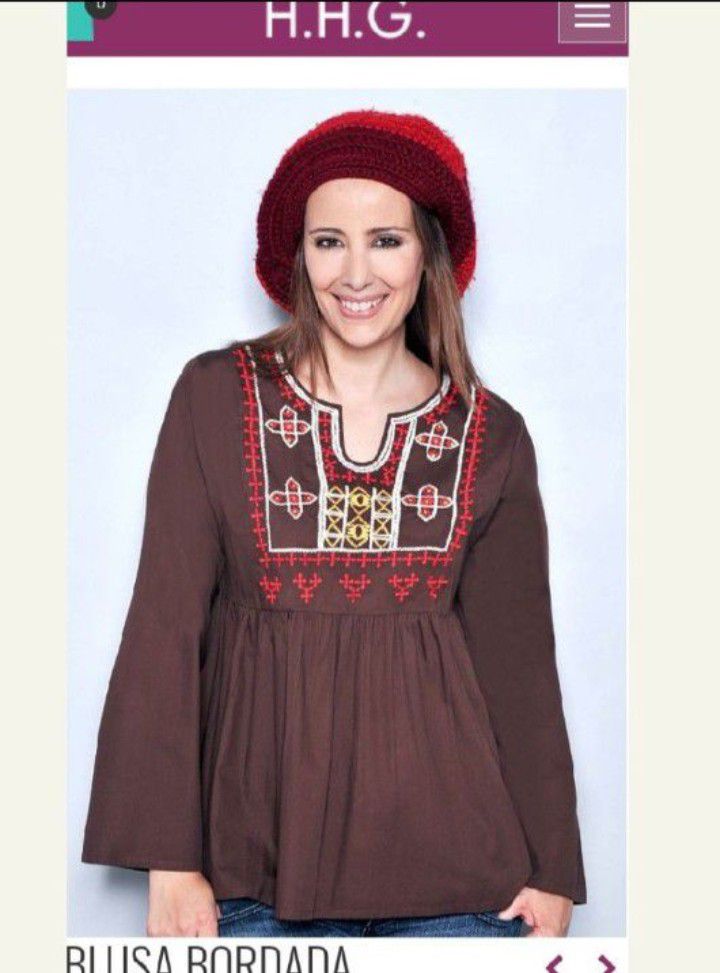 Chemise marron à broderie, de la marque HHG