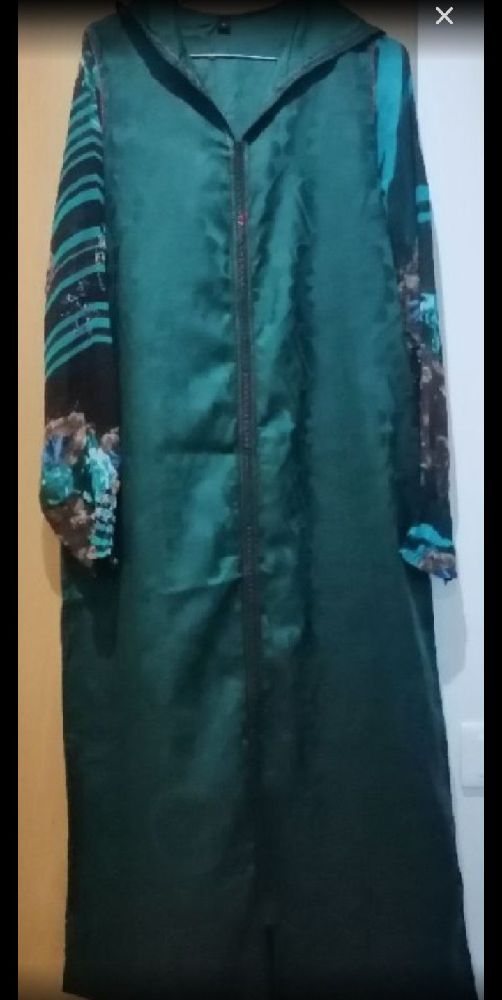 Caftan marocain, style djellaba avec capuche, vert