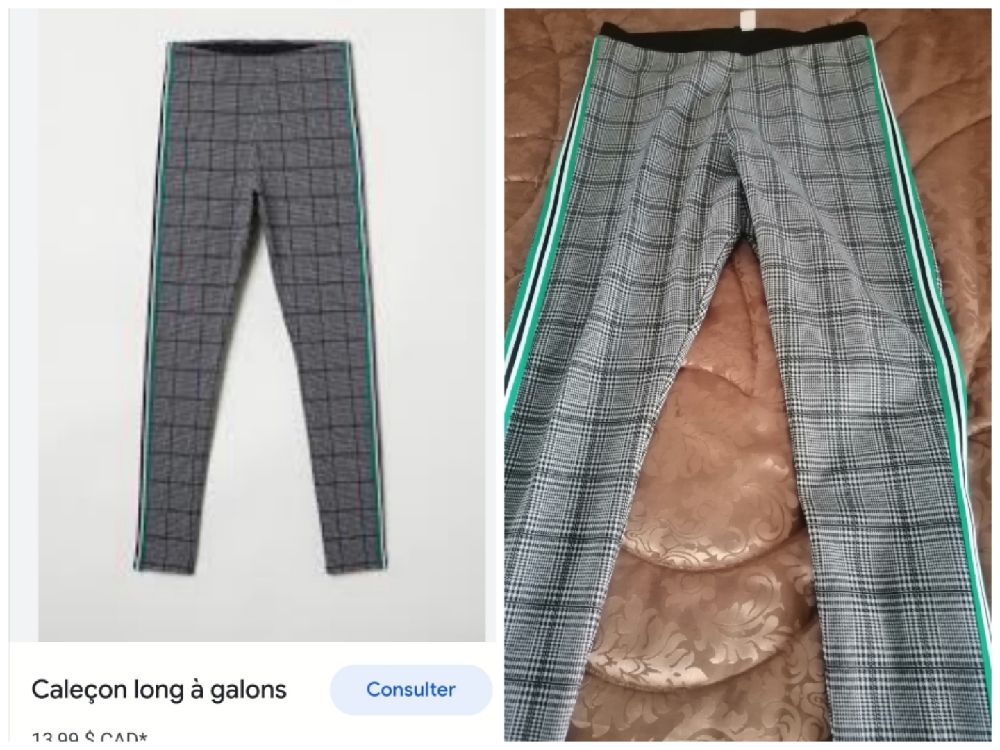 Pantalon femme à carreaux et bande latérale