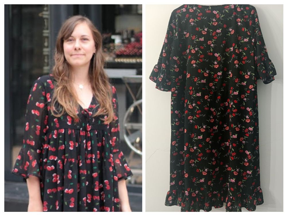 ♥️🌹Robe noire à motif floral 🌹❤️