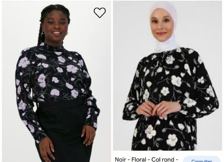 chemise noire à motif floral shein 