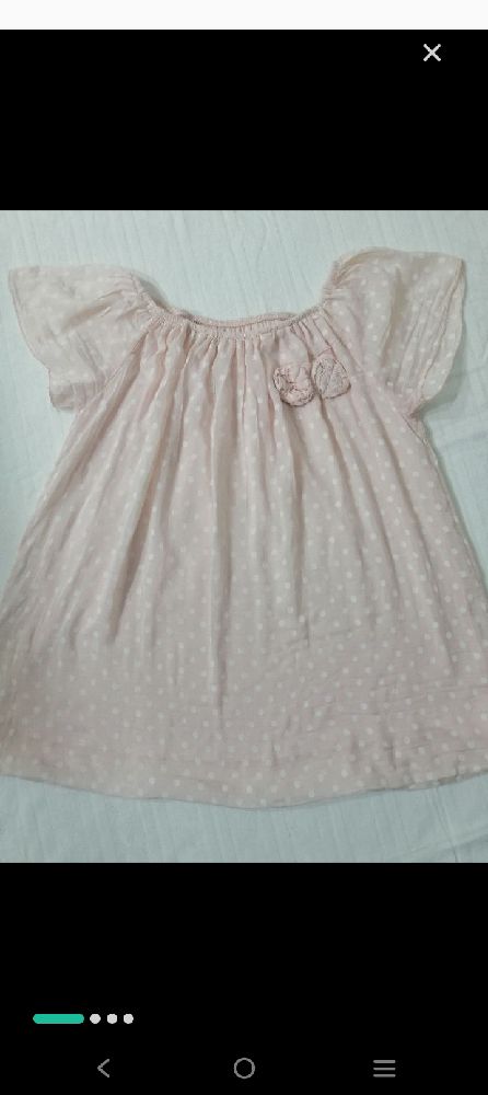 chemise rose bébé à points blancs 