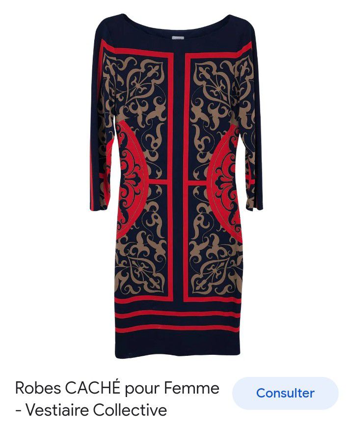 superbe robe moulante à motifs géométriques, jamais portée 