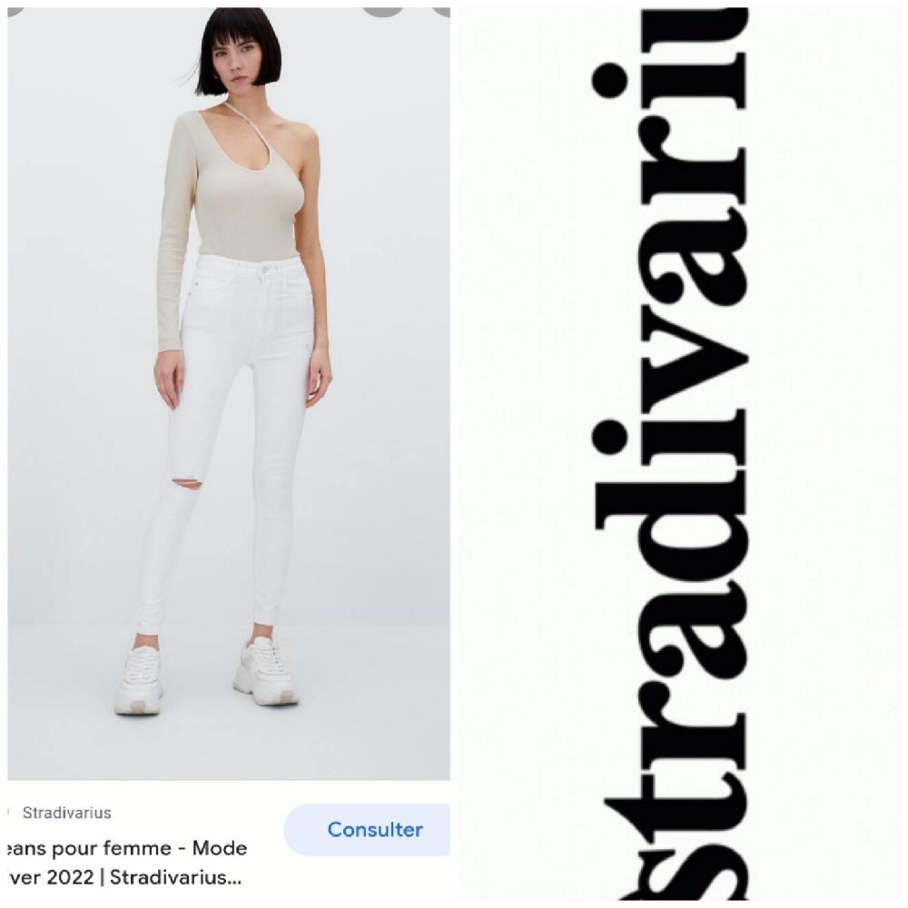 Jean blanc stradivarius déchiré 