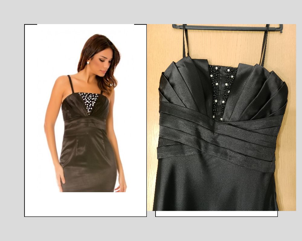 Robe soirée noire, satinée 