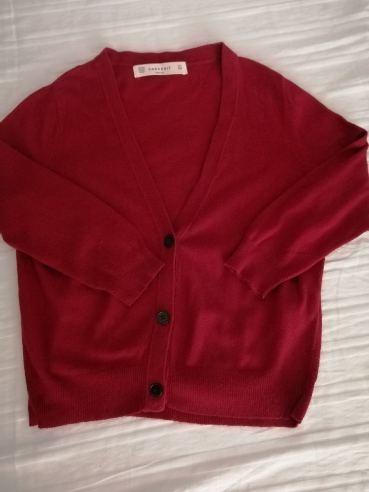 Cardigan Zara rouge bordeaux 