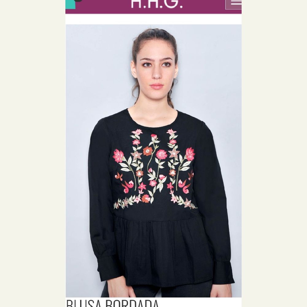 Chemise brodée noire, de la marque HHG