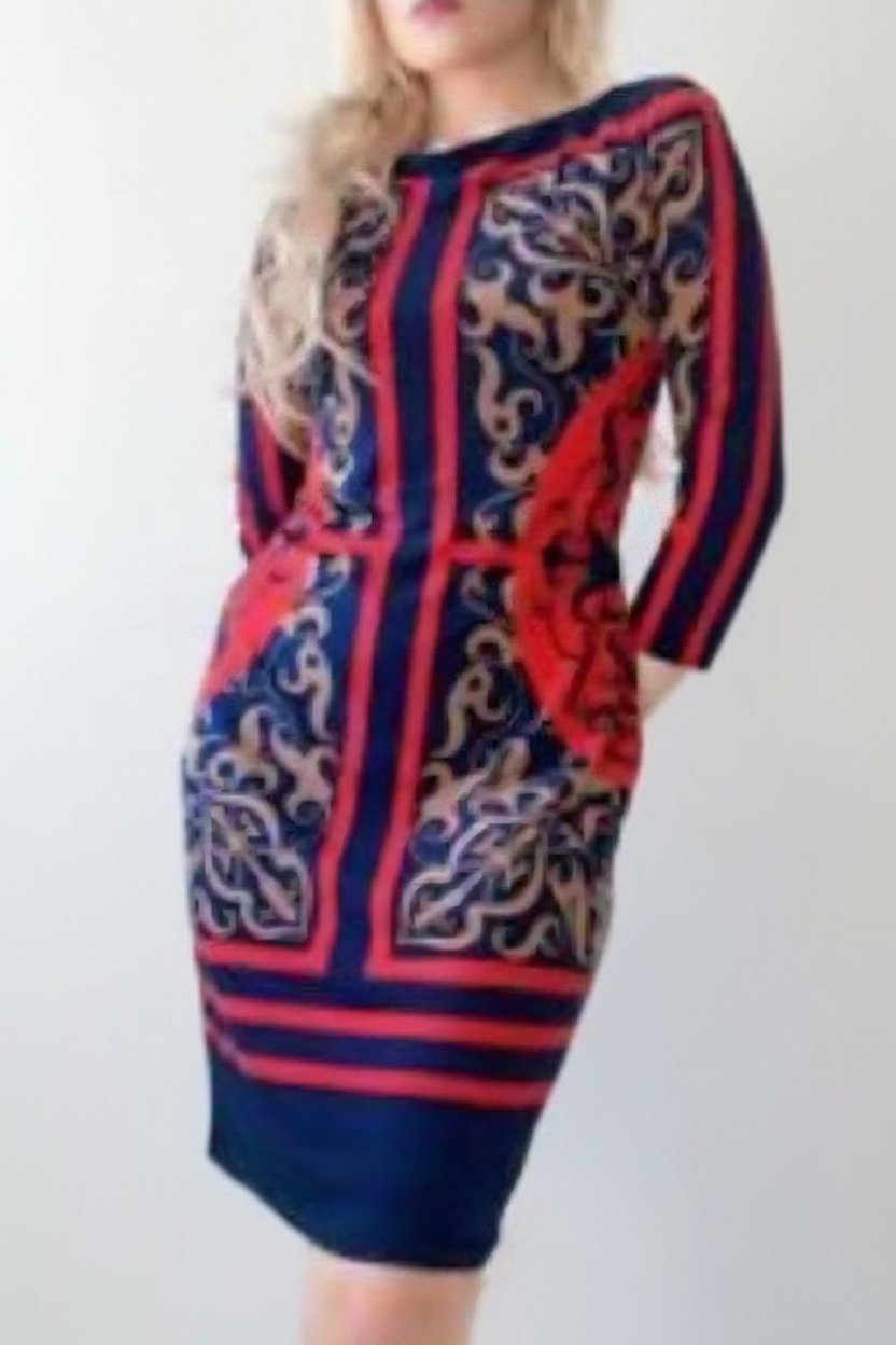 Robe moulante à motifs géométriques