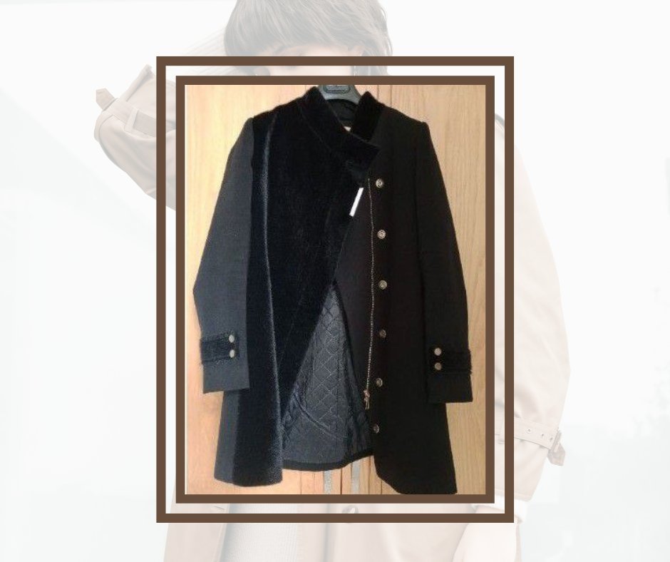 Manteau noir, bi matière, tres chic 