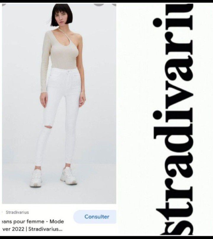 Jean blanc, strech, stradivarius 