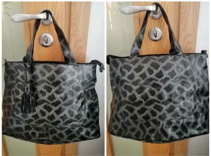 Grand sac à main et à bandoulière,effet python,comme neuf 