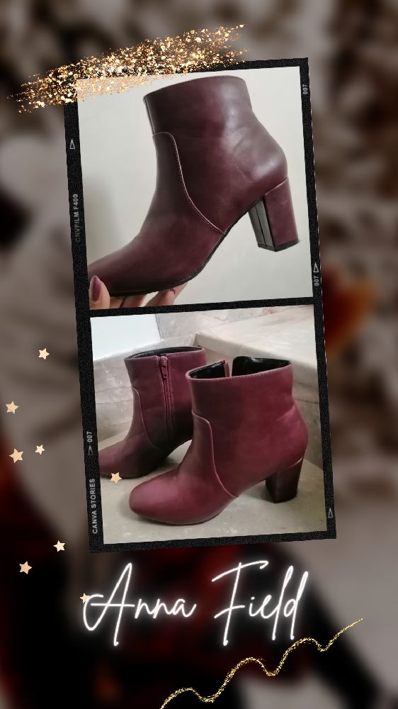 Bottines Anna Field, portées 1 fois, Bordeaux, comme neuves 