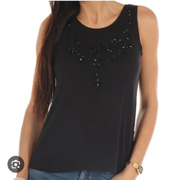 Débardeur noir avec motifs en strass 