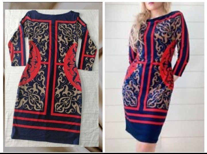 Robe moulante à motifs géométriques 