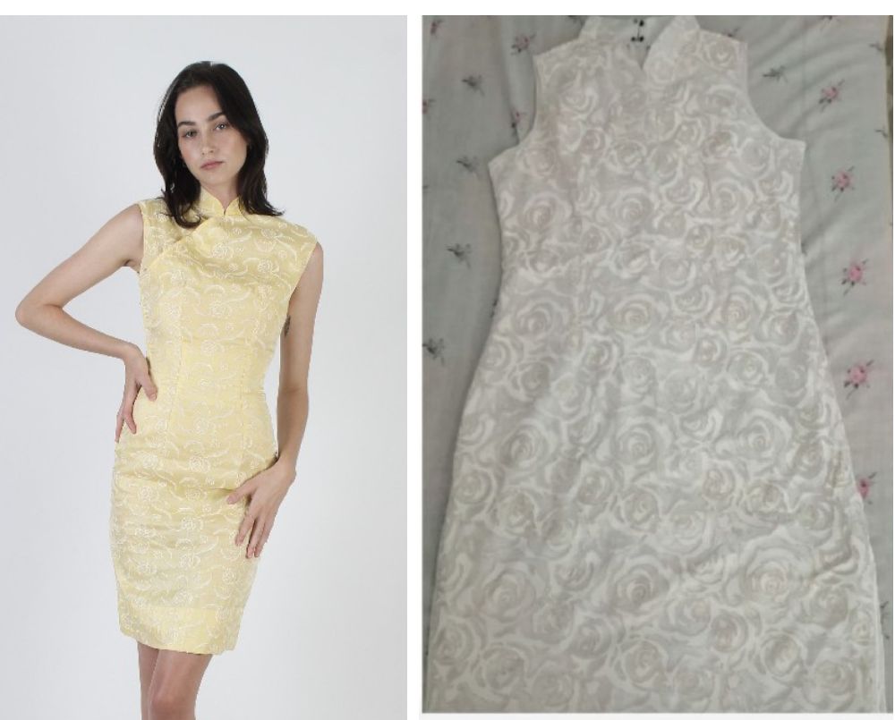 Robe beige, très chic, style asiatique 