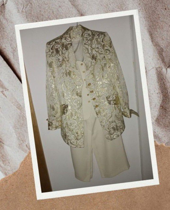 Ensemble 3 pièces soirée beige/doré 