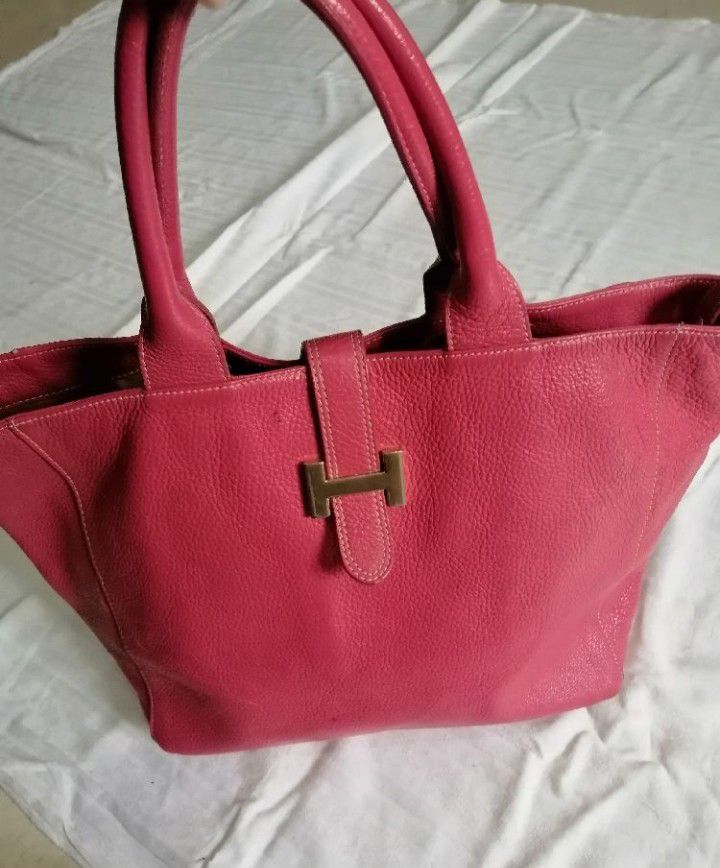 Sac en cuir style Hermès et porte monnaie 