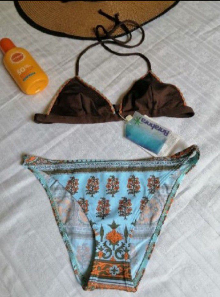 bikini marron à motif floral, neuf 