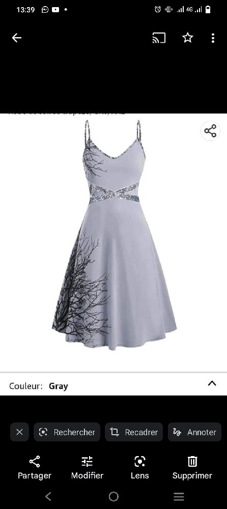 Robe à bretelles à motif floral et strass