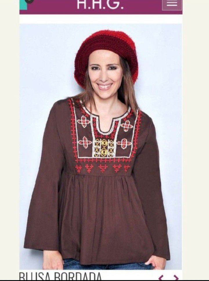 Chemise marron à broderie de la marque HHG