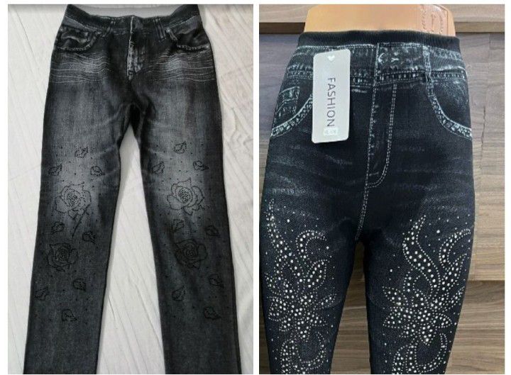 Legging gris à strass