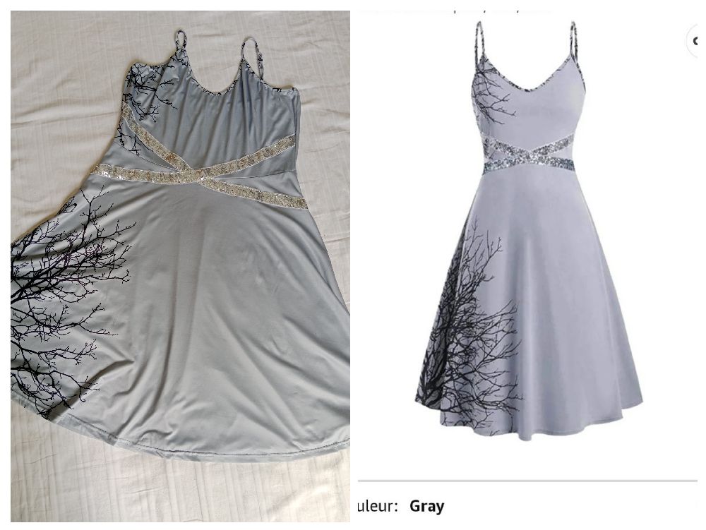 Robe bretelles à motif floral et strass