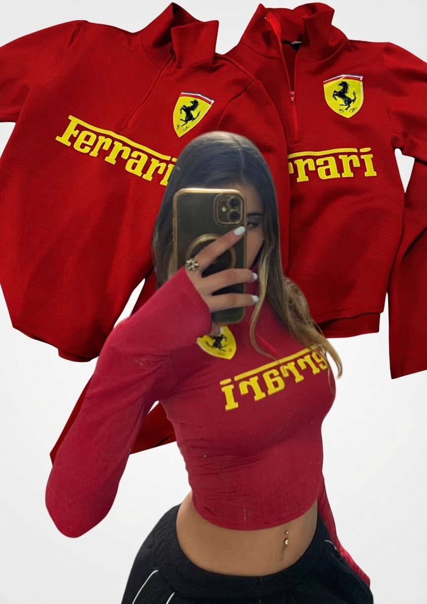 Pull rouge Ferrari 