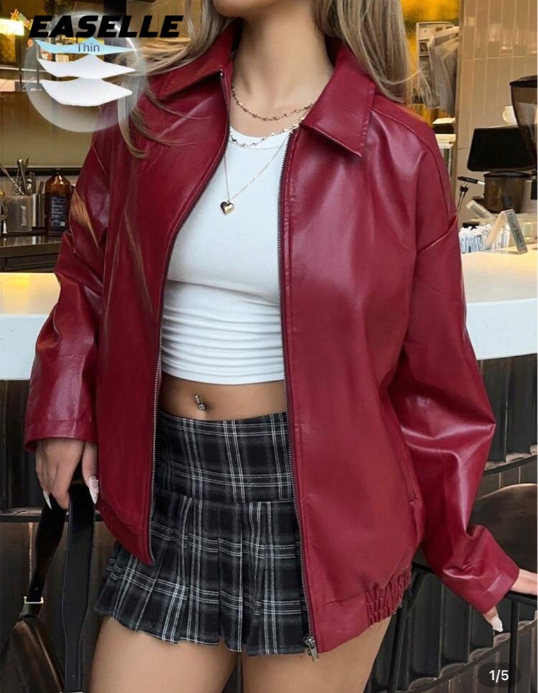 Veste cuir shein rouge jamais portée