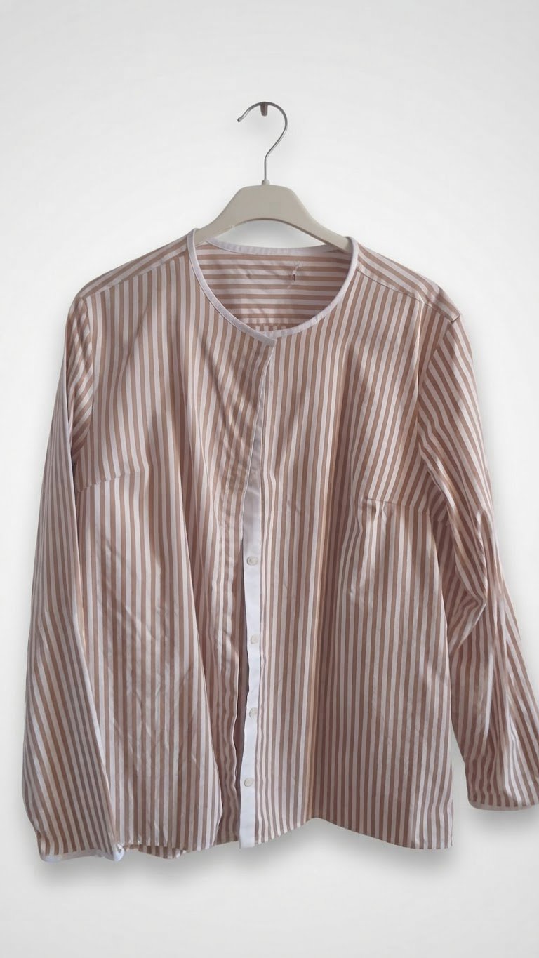 Chemise rayé marron et blanc 