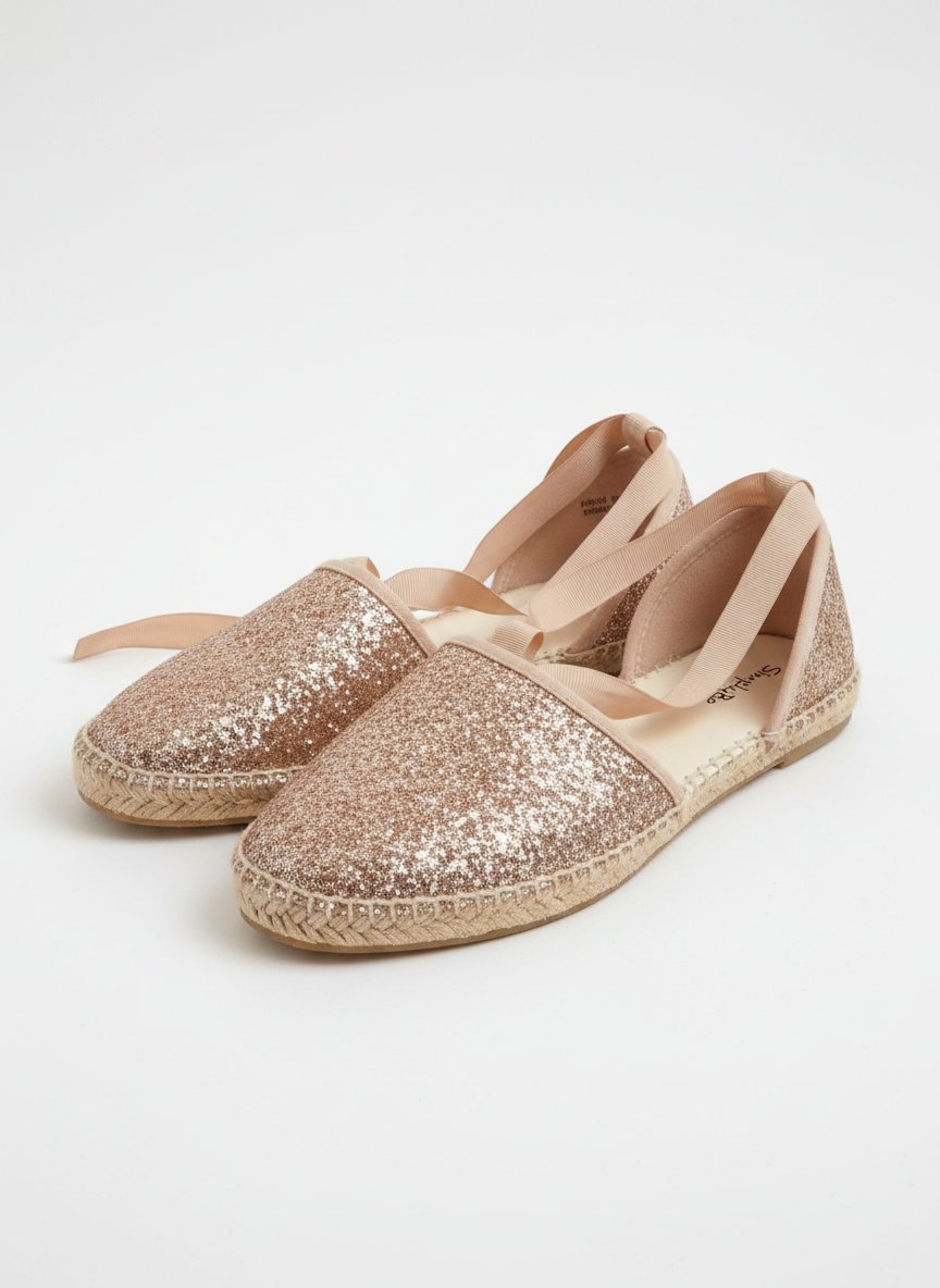 Espadrilles / Ballerines pailletées rose doré Simply Be – [39.5 à 40]