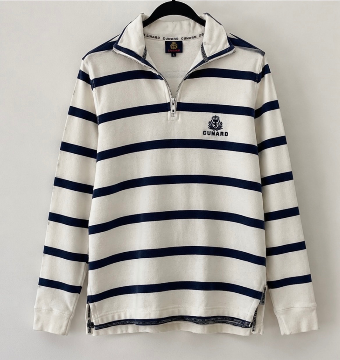 Cunard Quarter Zip Pull Rayé | Taille L