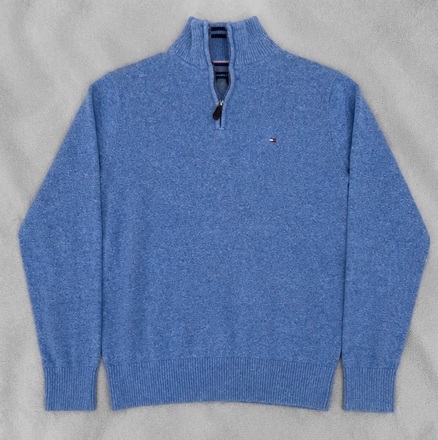 Pull Tommy Hilfiger bleu à col zippé Taille M/S