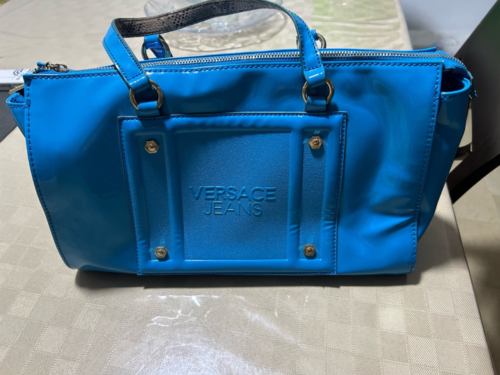 Sac à main Versace Jeans d'origine – Bleu Vernis (Excellent état)