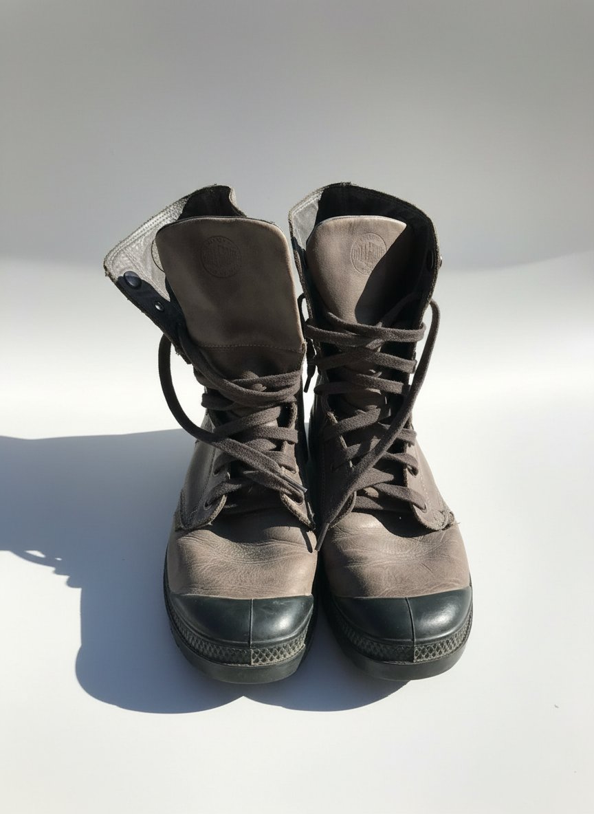 Boots en cuir gris palladium