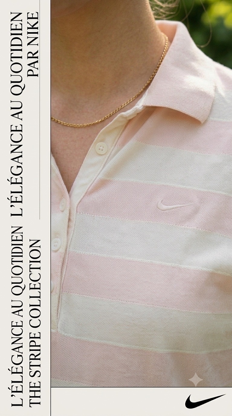 : Polo Nike Femme Rose Pastel & Blanc