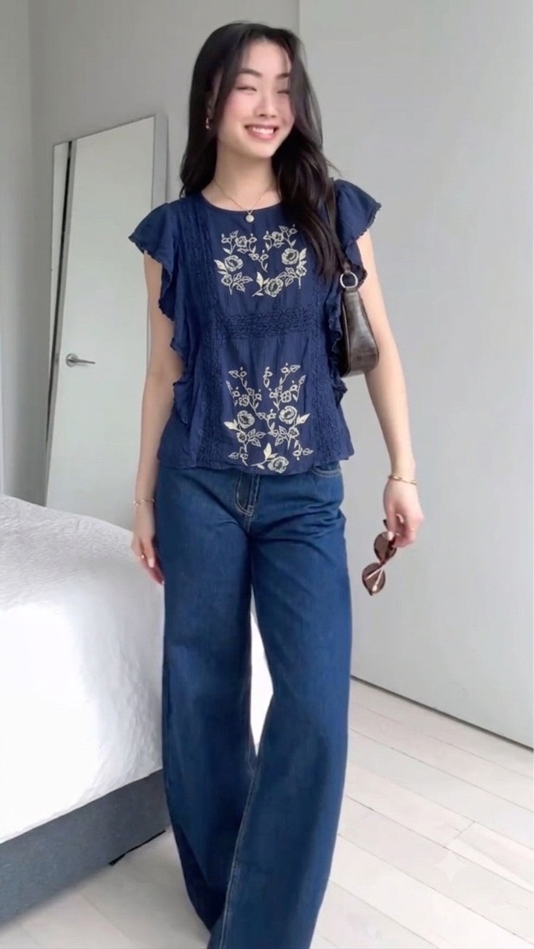 Blouse fluide navy blue