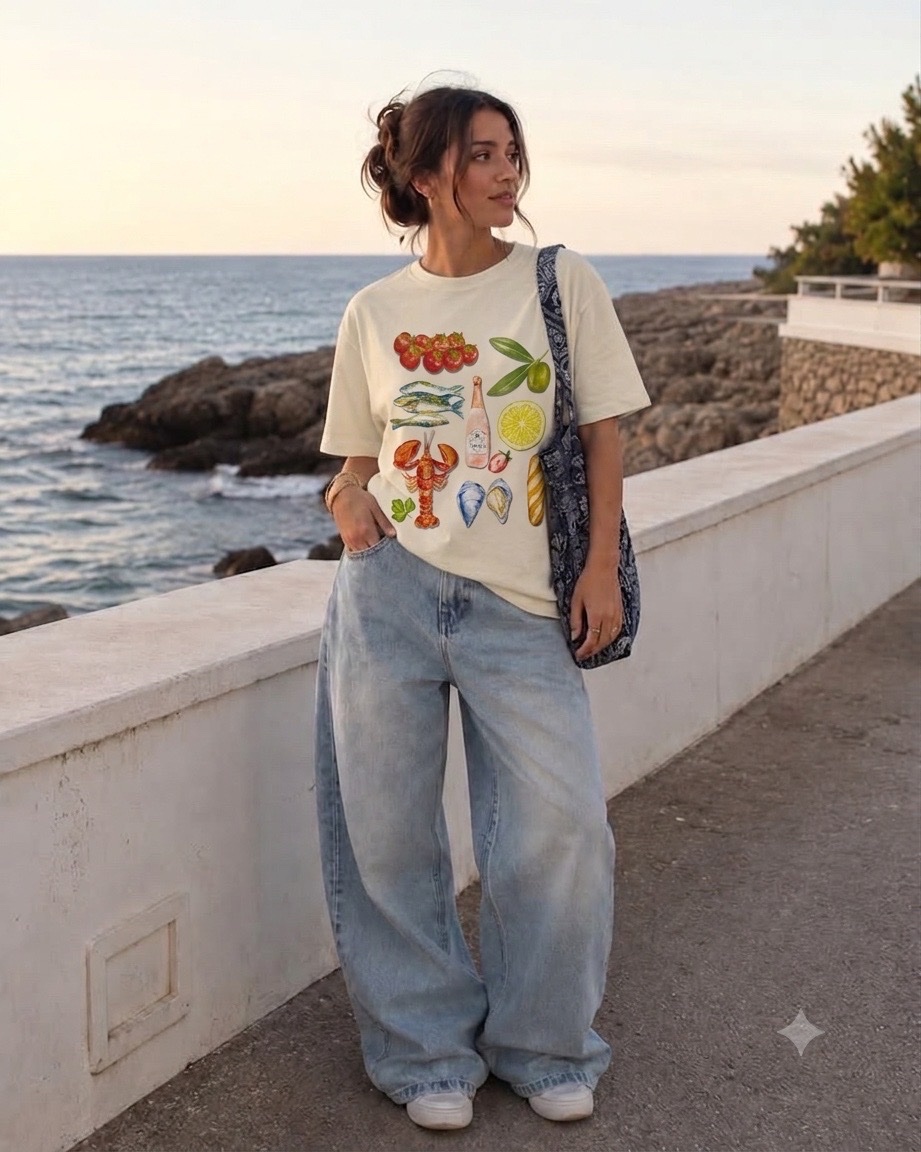 T-shirt écru imprimé  100% cotton