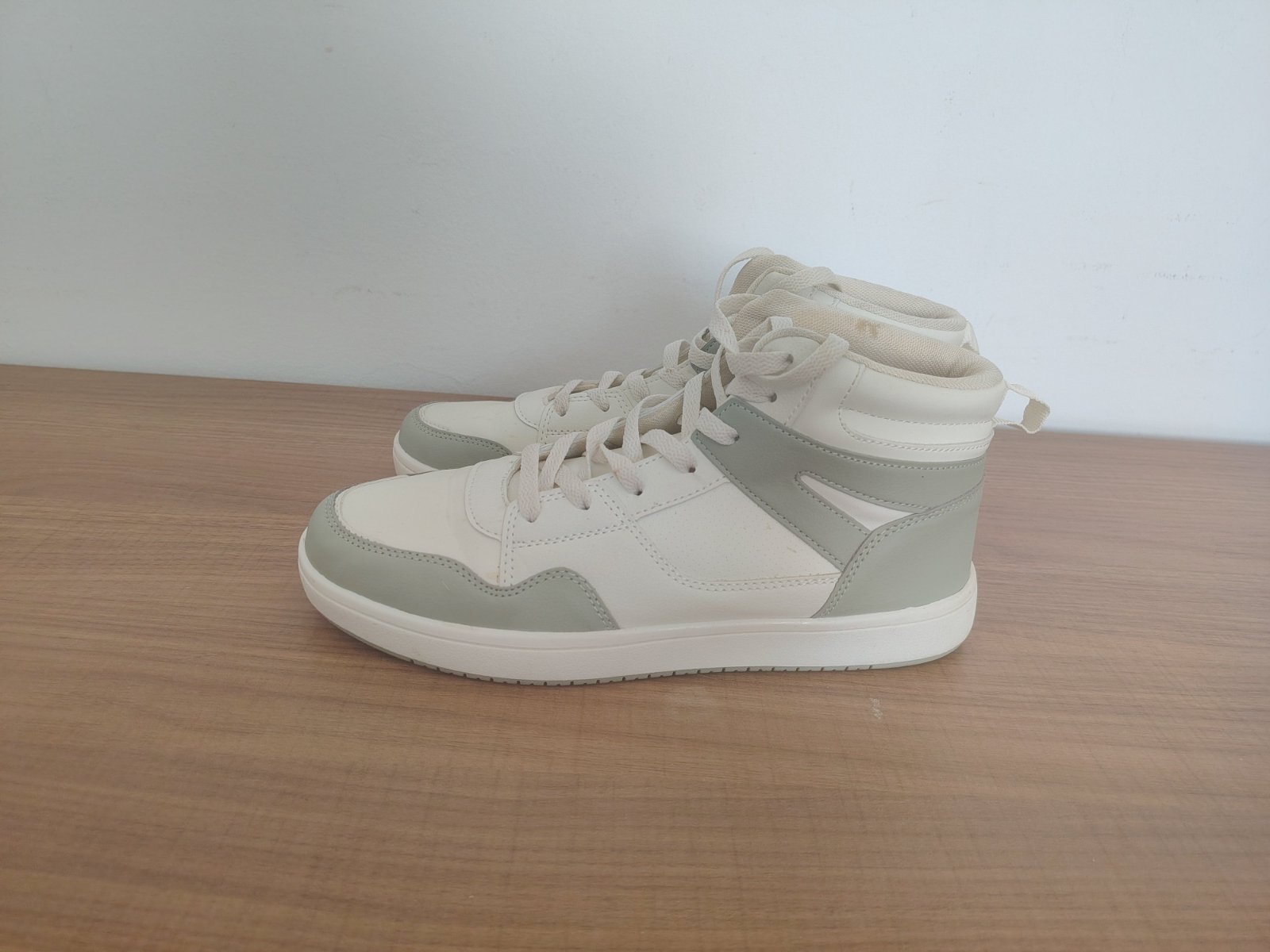 Baskets montantes femme vert et blanc décontracté