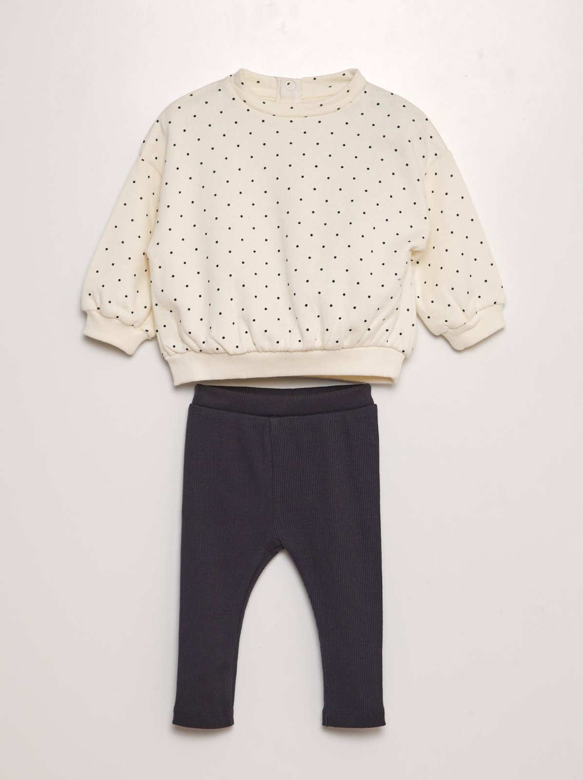 Ensemble imprimé sweat + legging - 2 pièces - Blanc/noir
