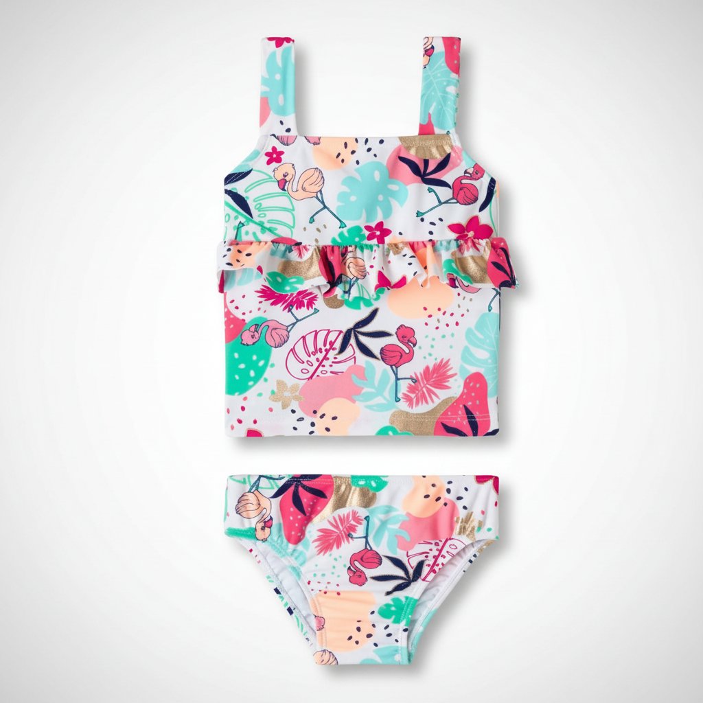 Maillot de bain bébé fille tankini imprimé fluo et détails dorés multicolore: 12 mois 