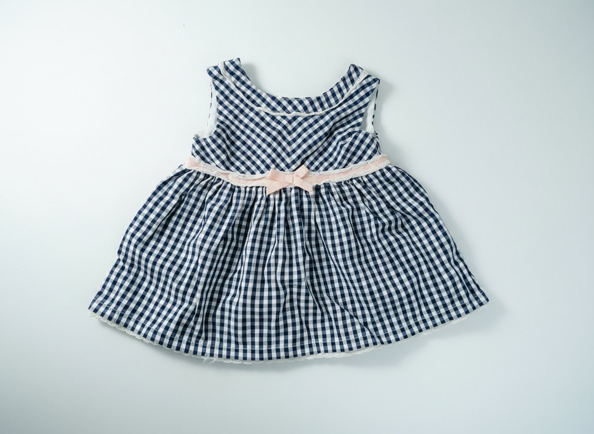 Robe à carreaux noir et blanc avec boucle rose 
