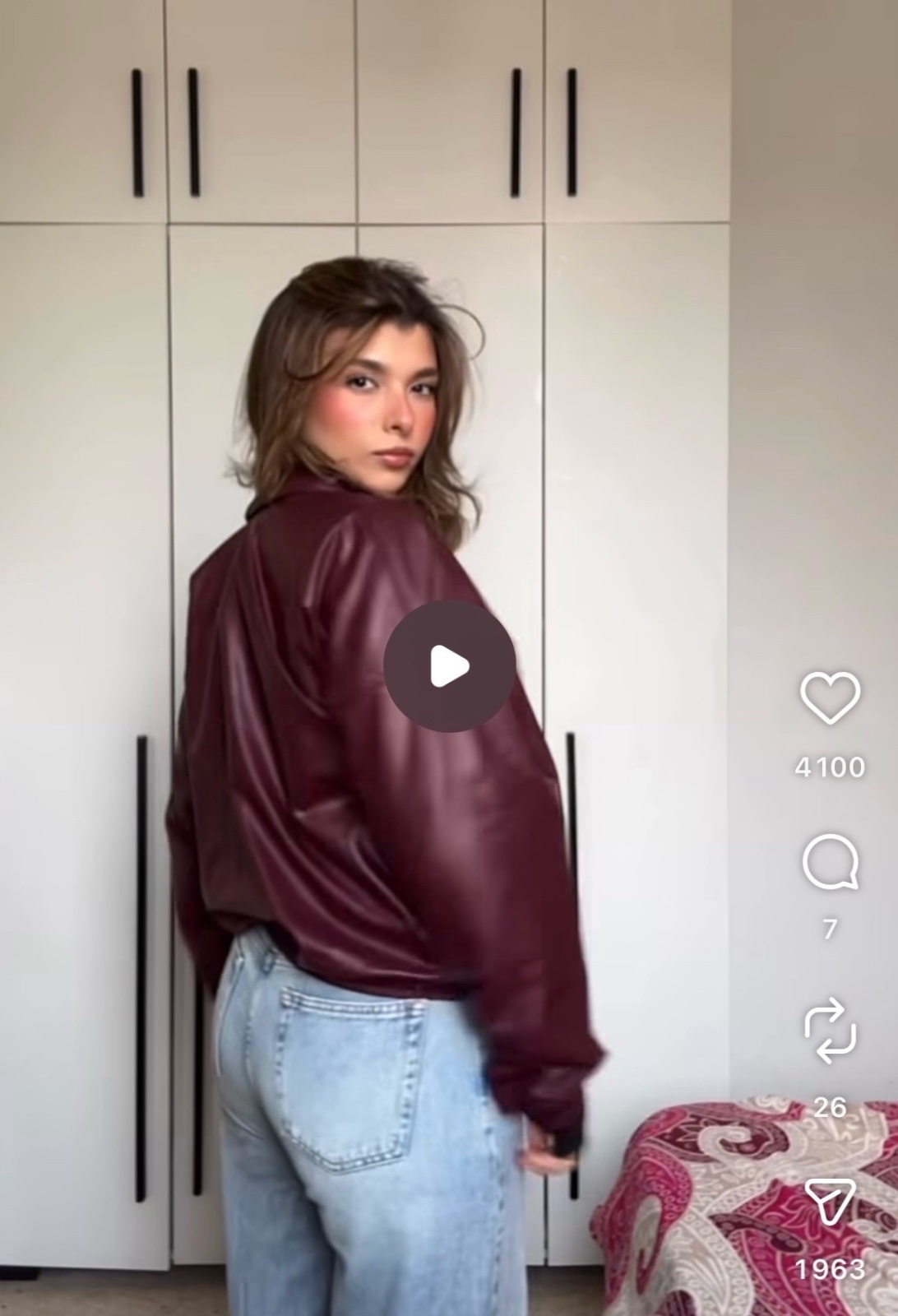 Veste similicuir burgundy 