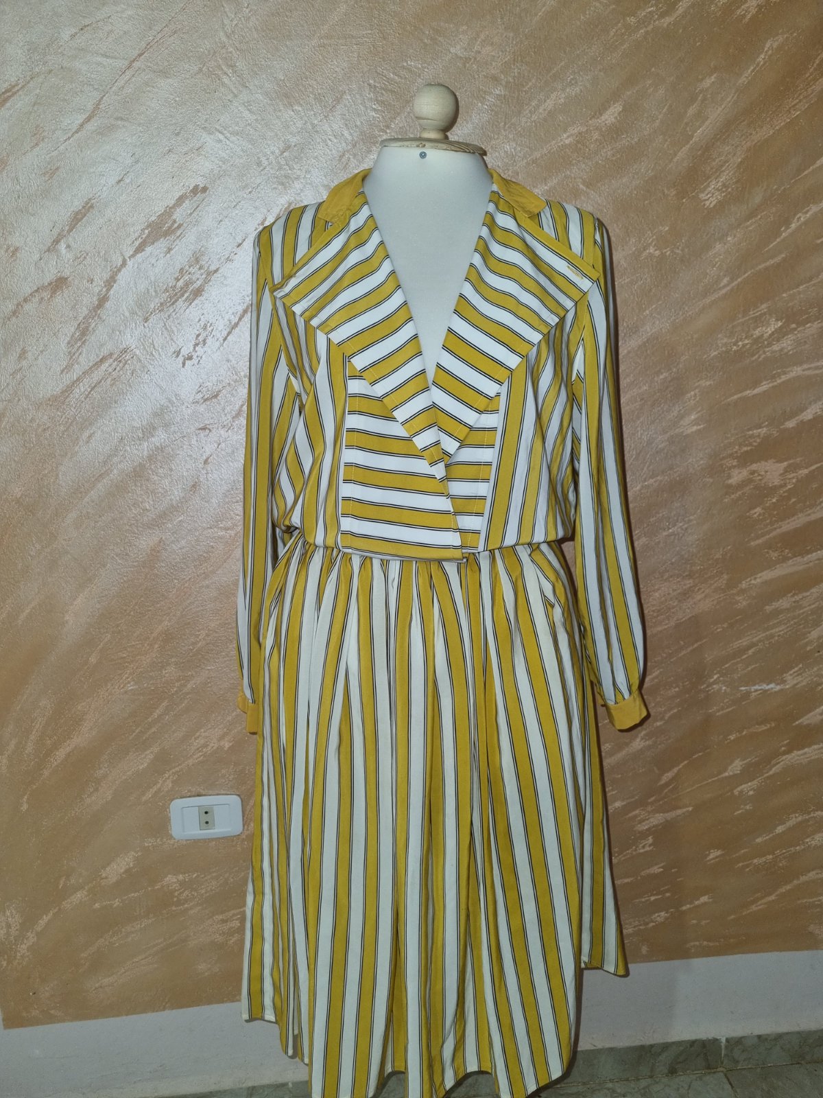 Ensemble 2 pièces Vintage Chic - Rayures Jaune & Blanc - Taille 38/40 (M)