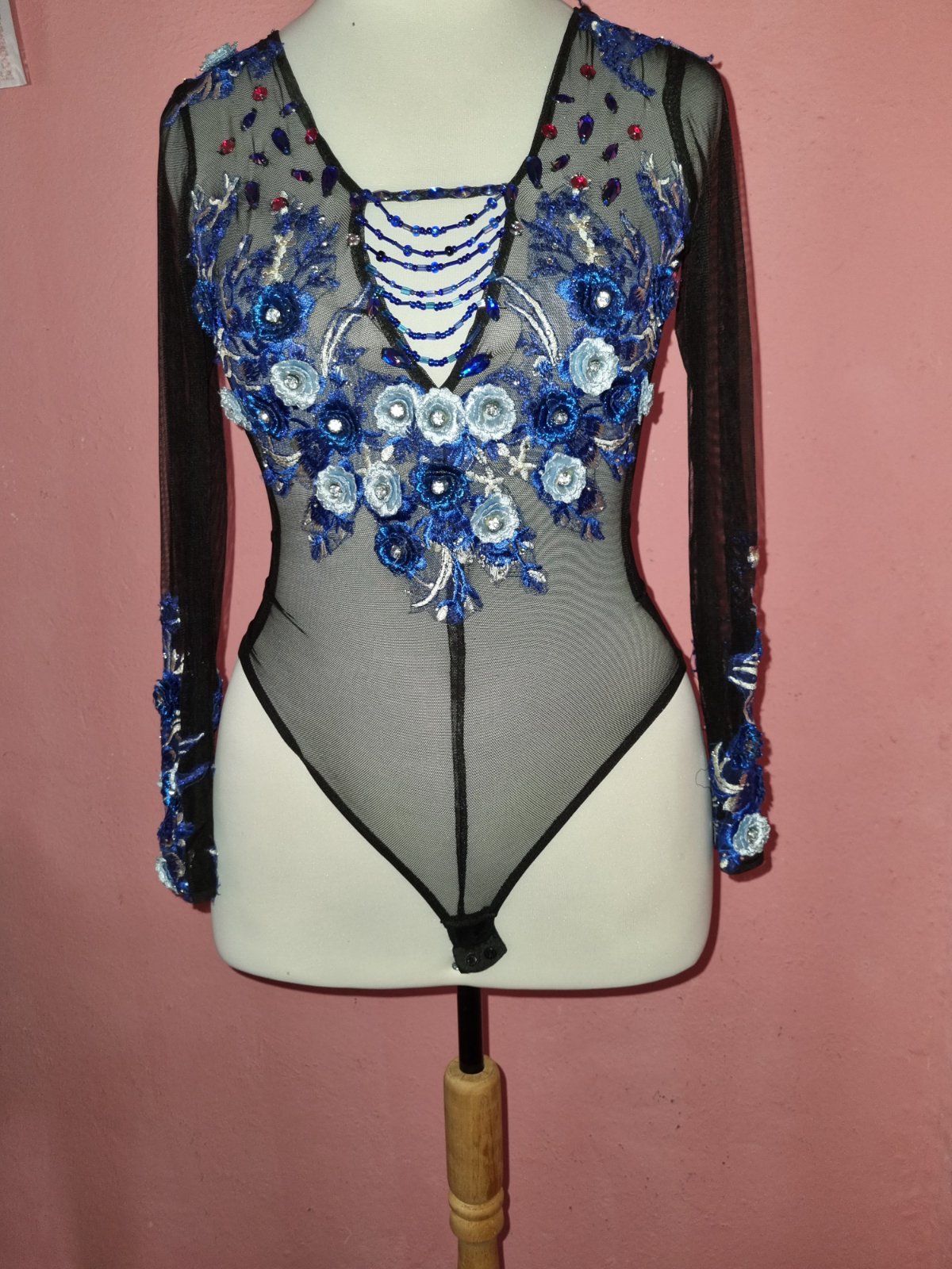 Body de soirée chic en tulle brodé - Taille L / XL (40-42)