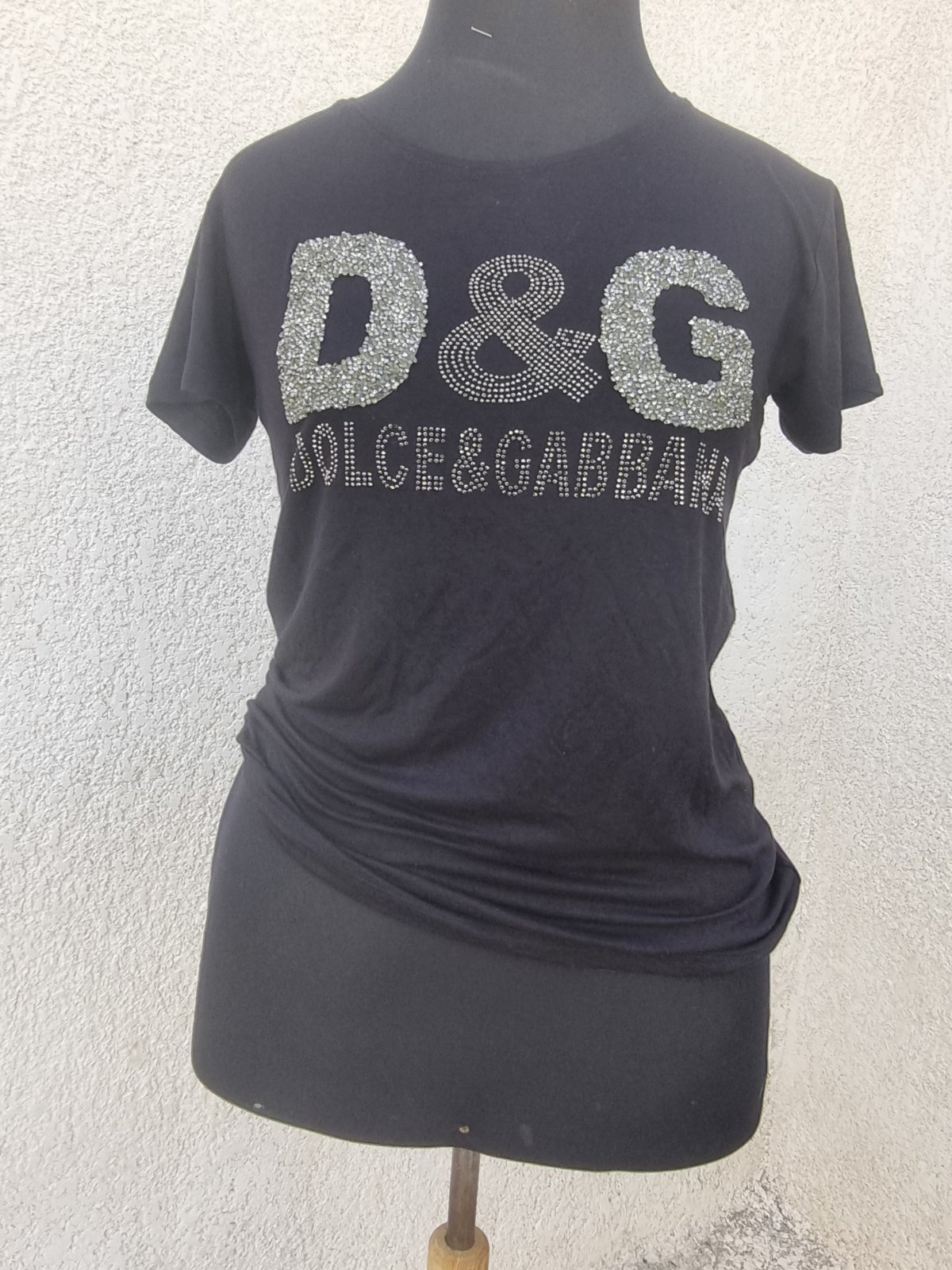 ​T-shirt Noir D&G Dolce & Gabbana avec Strass (Taille XXL)