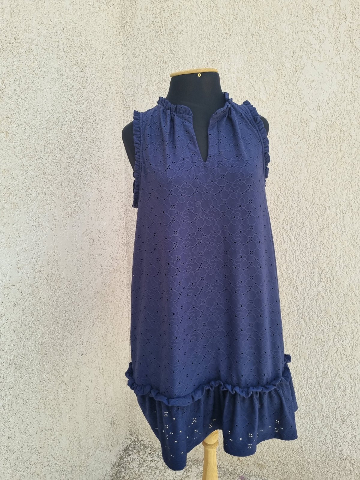 Courte / Tunique en Broderie Anglaise Bleu 