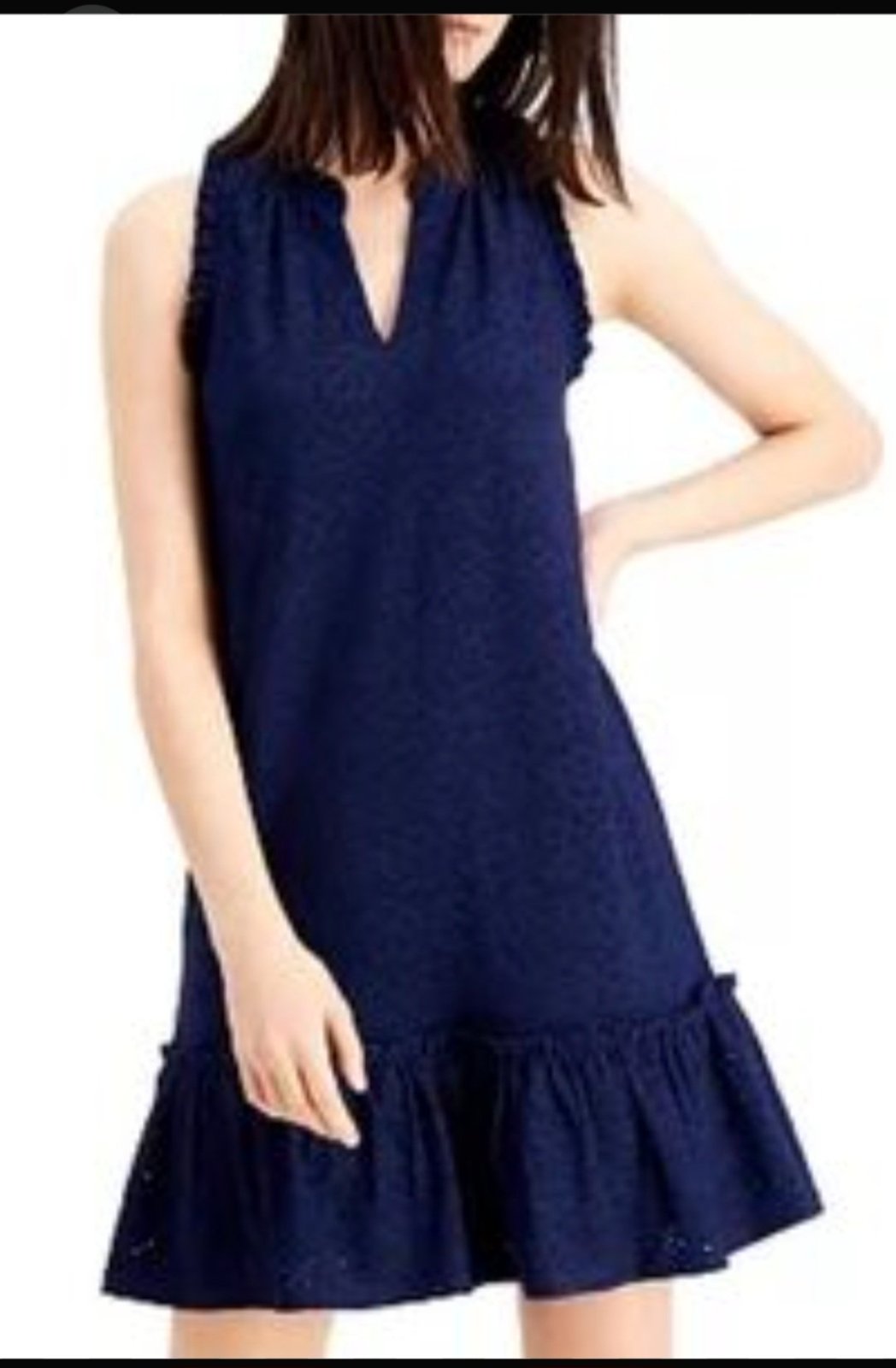 Robe Courte / Tunique en Broderie Anglaise Bleu Marine - Michael Kors