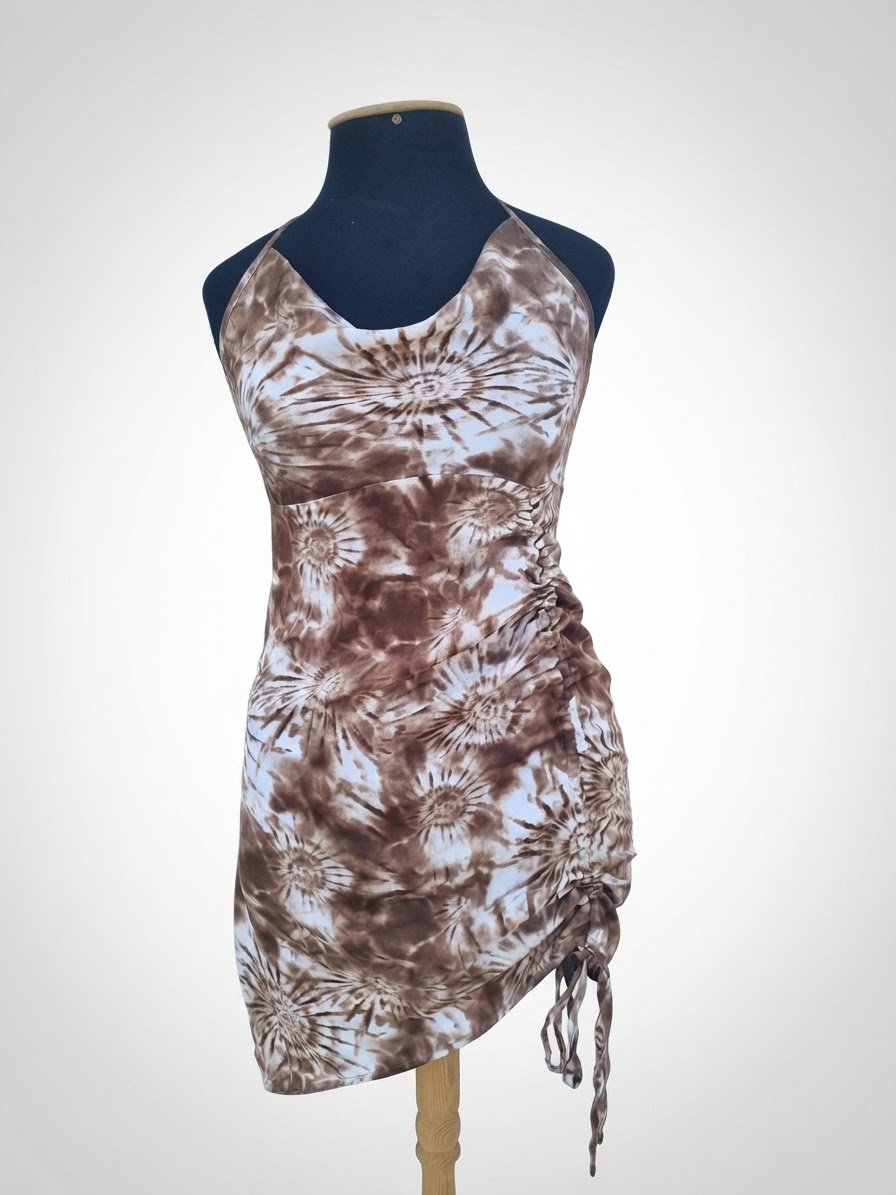Robe Courte Asymétrique Tie-Dye Marron SHEIN (Taille M)